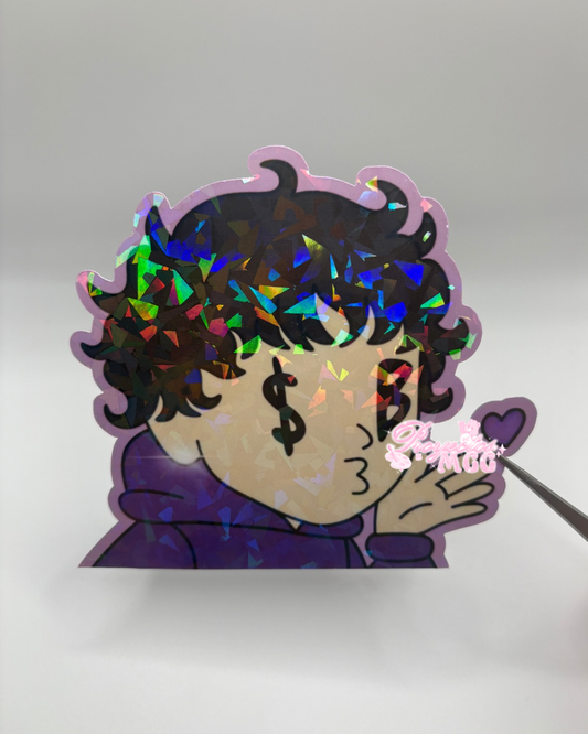 Purple SadBoy Peeker Holo Car Decal