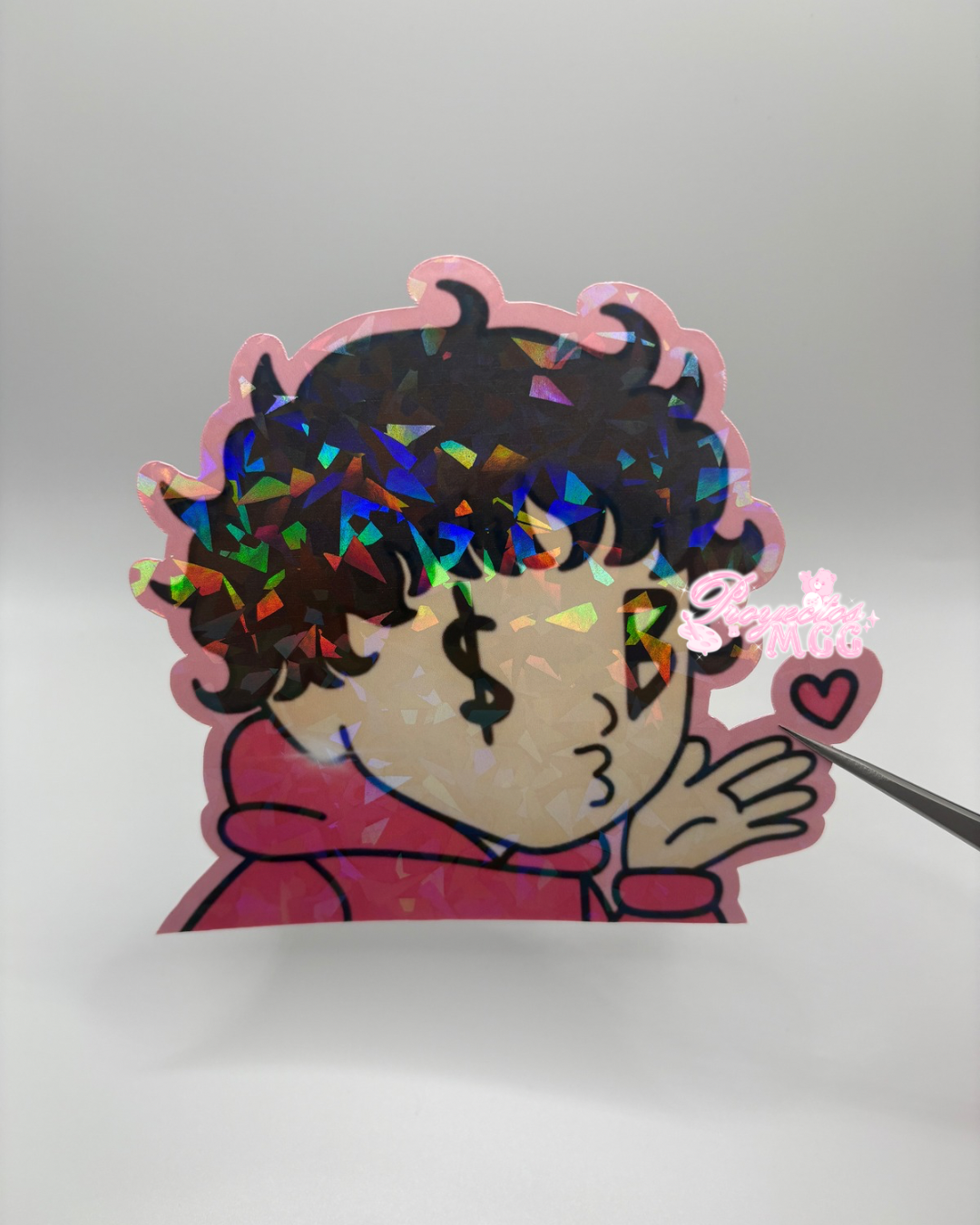 Pink SadBoy Peeker Holo Car Decal