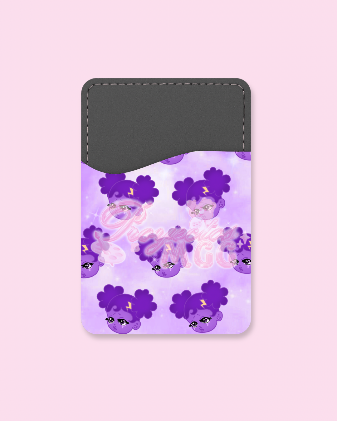 Purple SadGirl Face Phone Card Holder