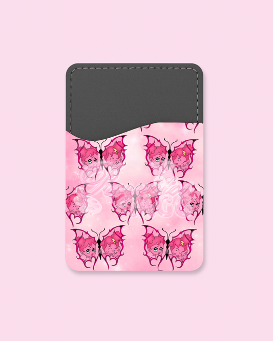 Pink SadGirl Butterfly Phone Card Holder
