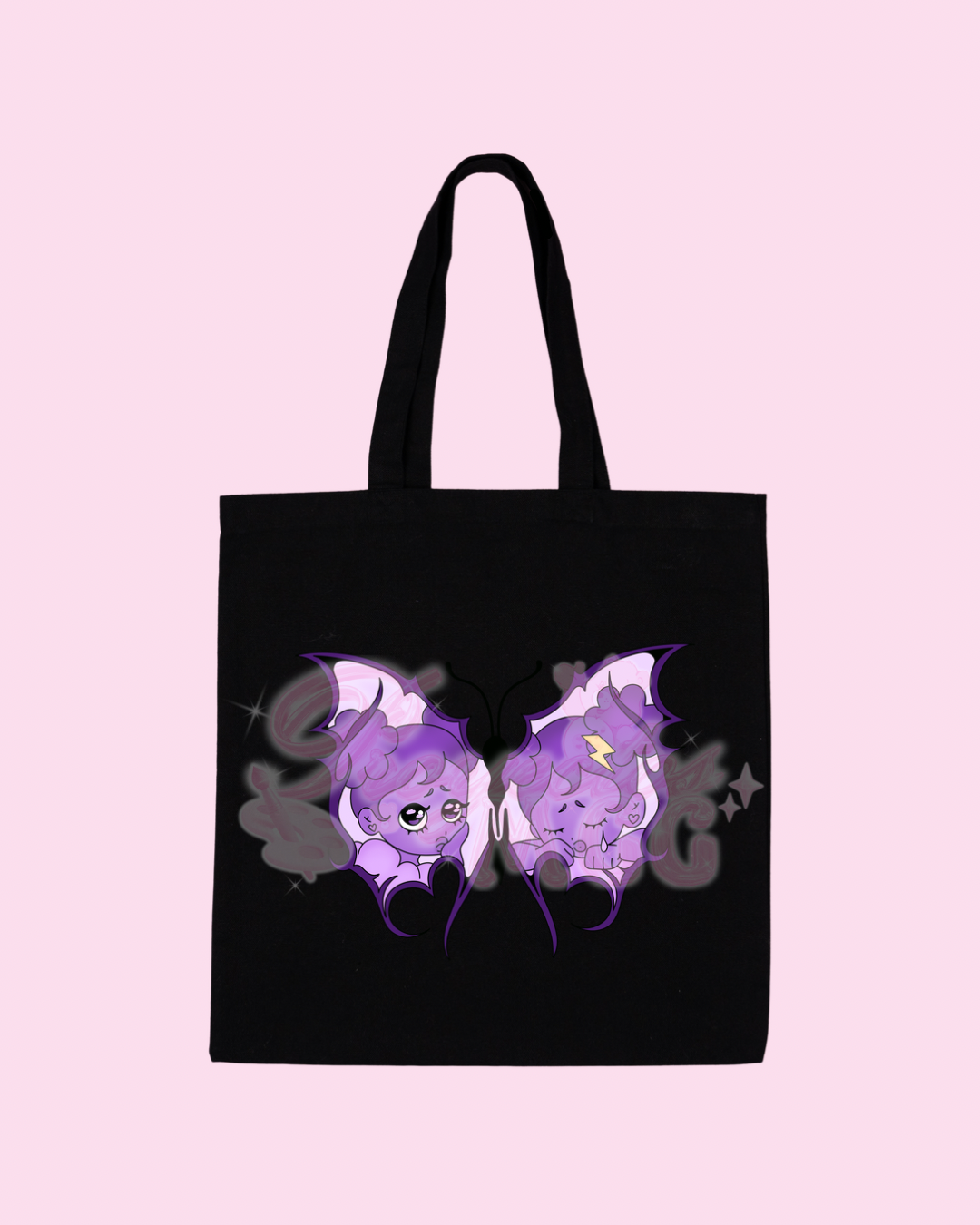 Purple SadGirl Butterfly Tote Bag