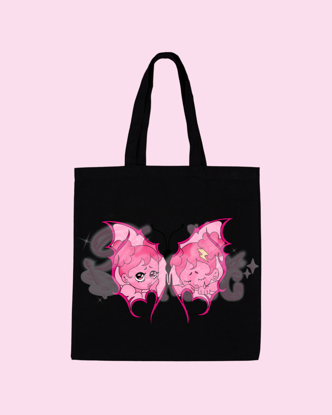 Pink SadGirl Butterfly Tote Bag