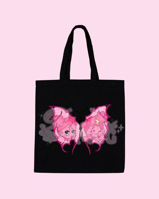 Pink SadGirl Butterfly Tote Bag
