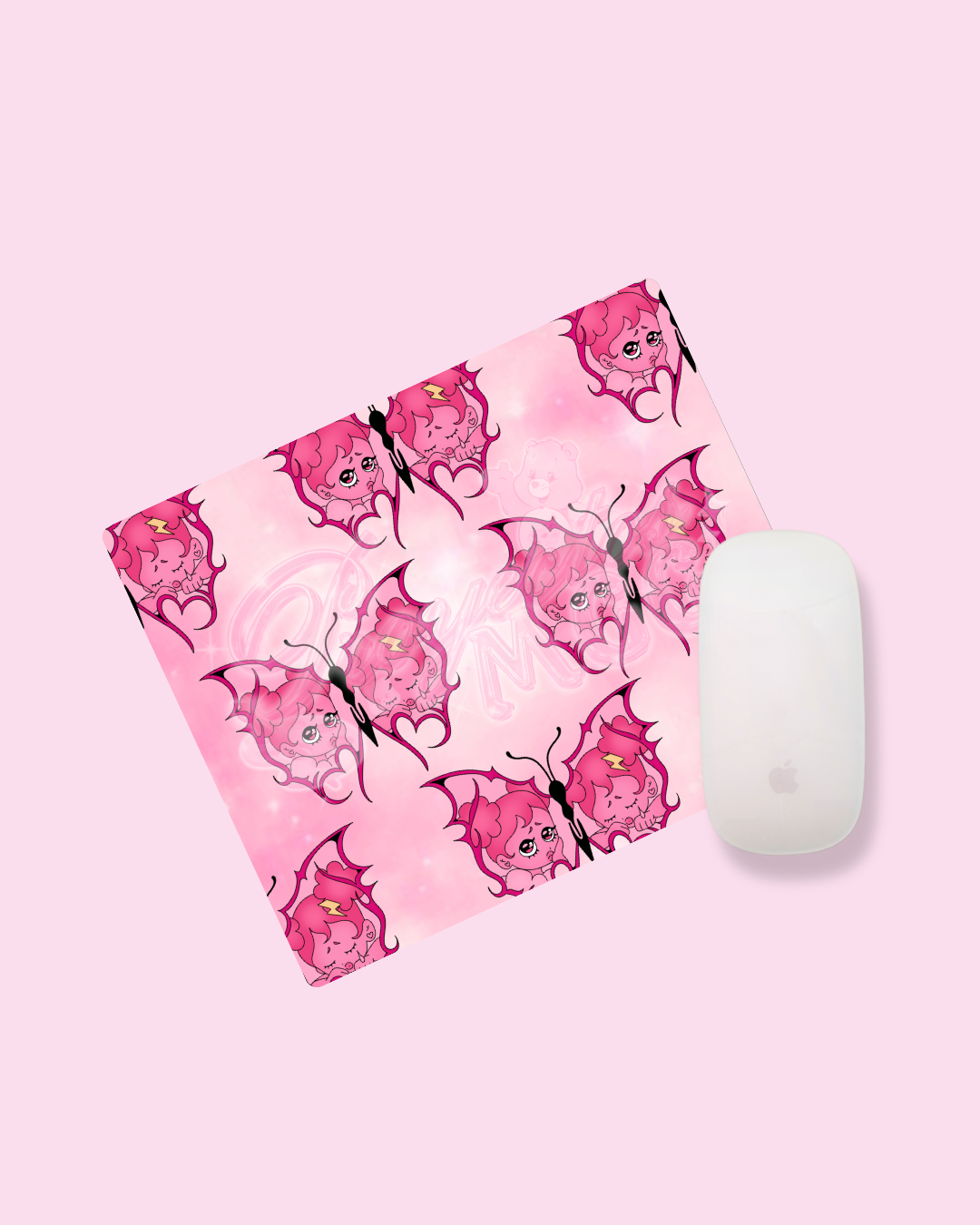Pink SadGirl Butterfly Mouse Pad