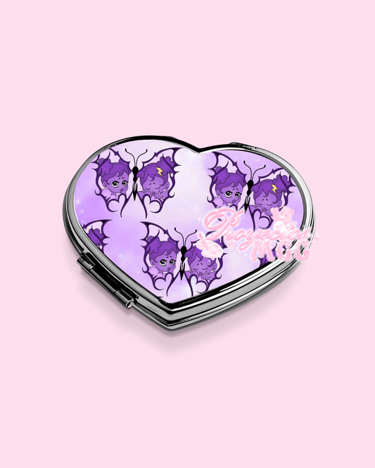 Purple SadGirl Butterfly Heart Compact Mirror