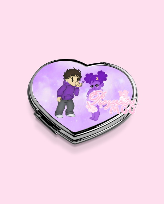Purple SadBoy & SadGirl Heart Compact Mirror