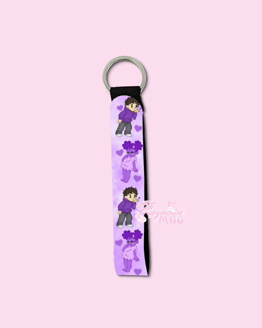 Purple SadBoy & SadGirl Wristlet Keychain