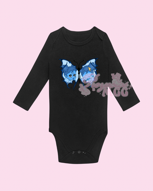 Blu SadGirl Butterfly Long Sleeve Black Onesie