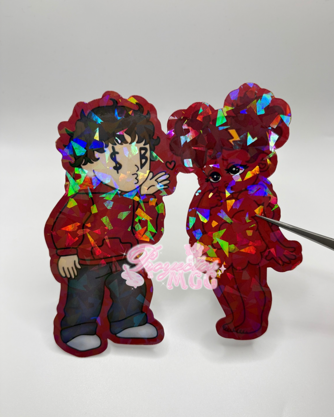 Red SadBoy & SadGirl Holo Car Decal