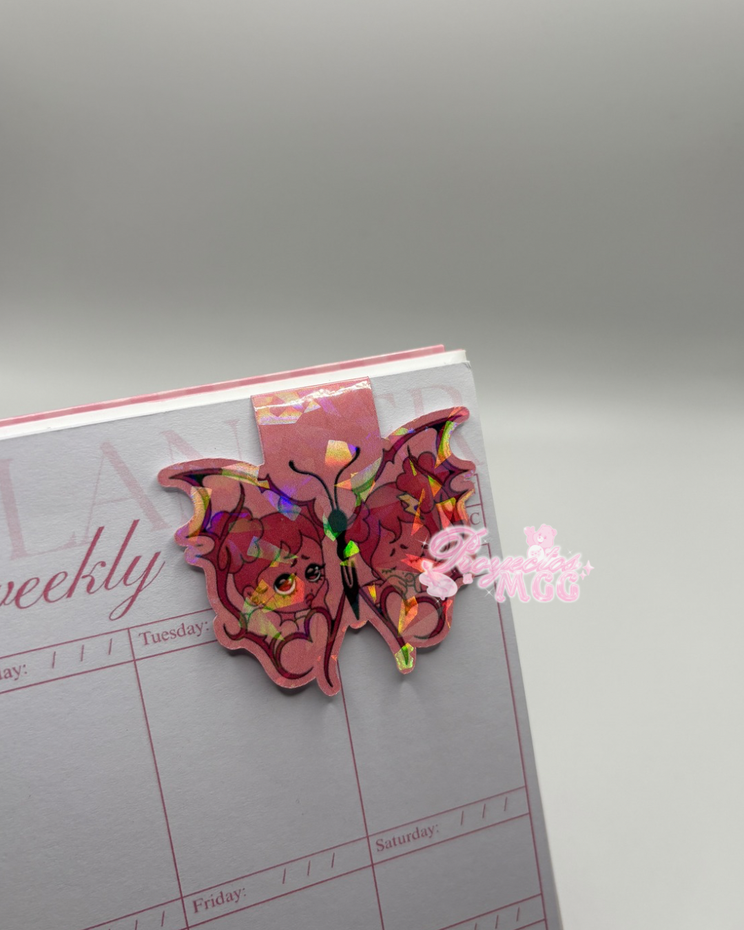 Pink SadGirl Butterfly Holo Magnetic Bookmark