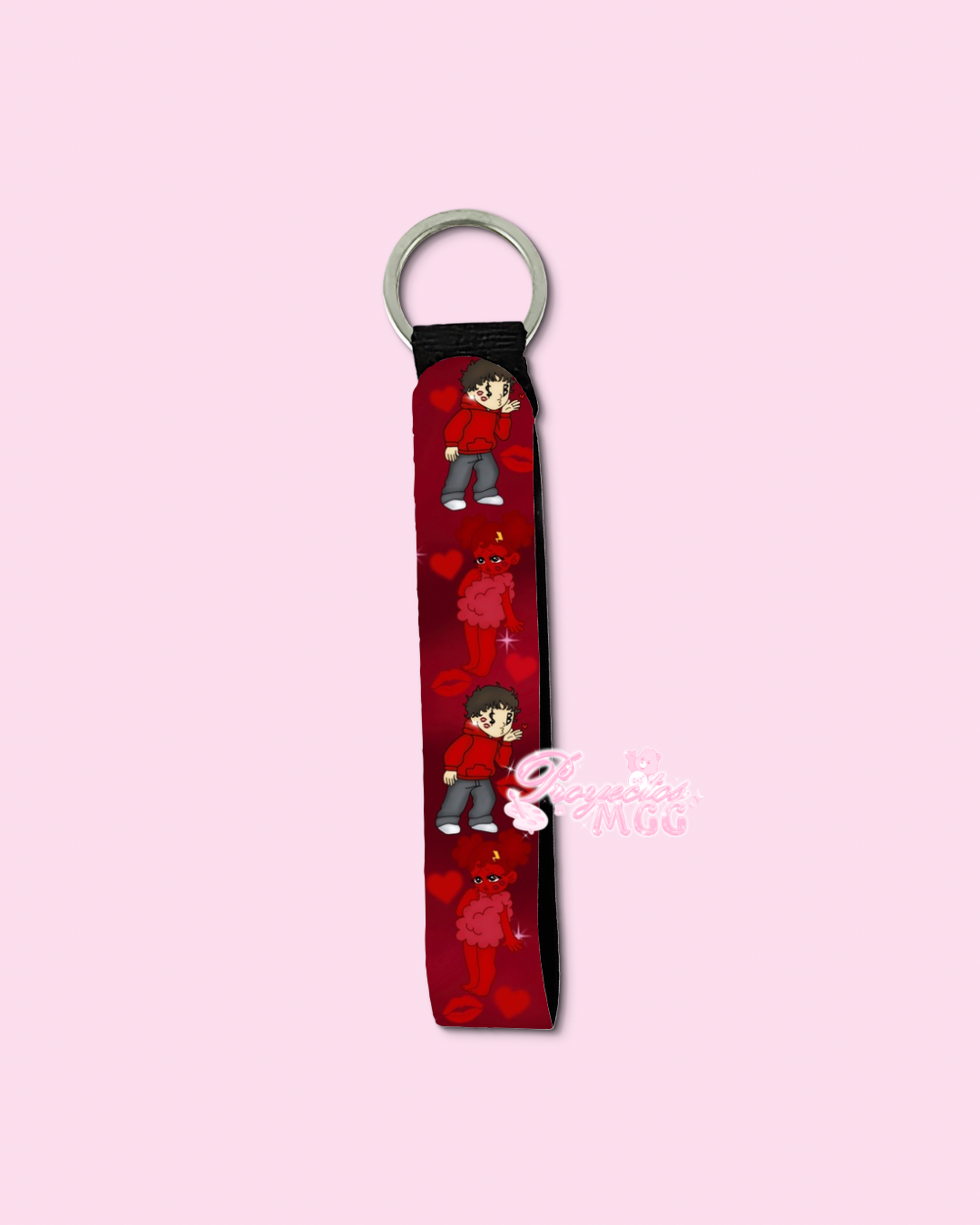 Red SadBoy & SadGirl Kiss Wristlet Keychain