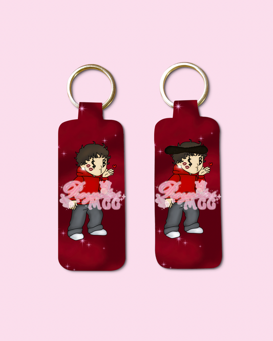 Red SadBoy V-Day Kiss Chapstick Holder Keychain