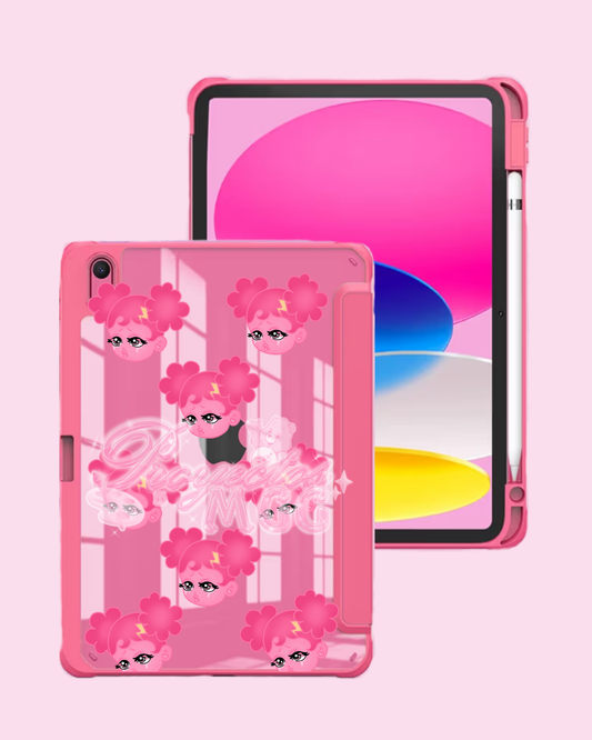 Pink SadGirl Face Trifold Clear Ipad Case