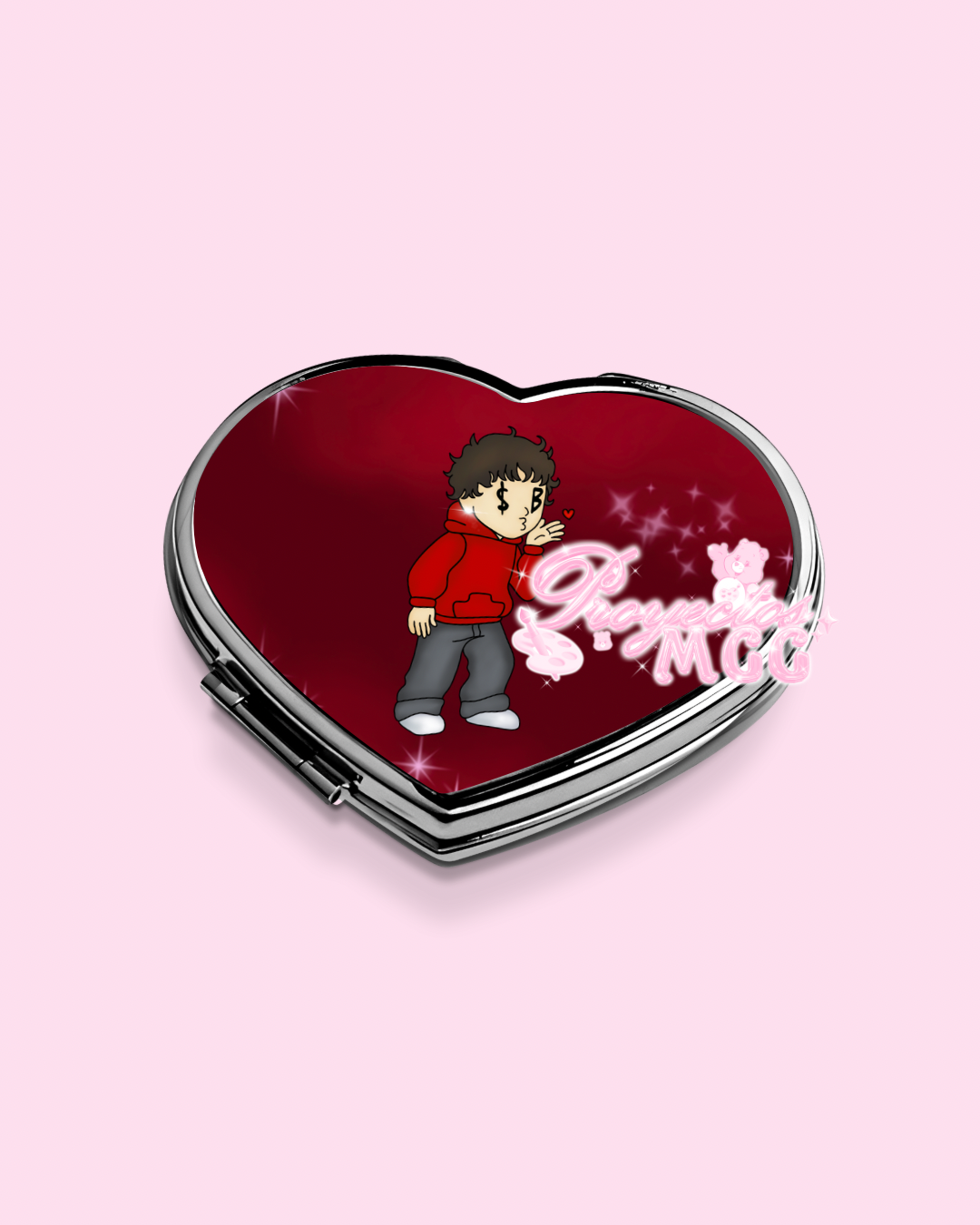 Red SadBoy Heart Compact Mirror
