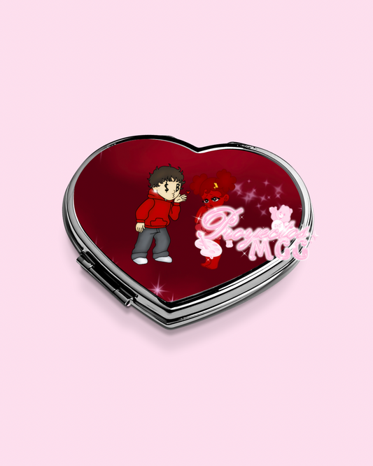 Red SadBoy & SadGirl Heart Compact Mirror