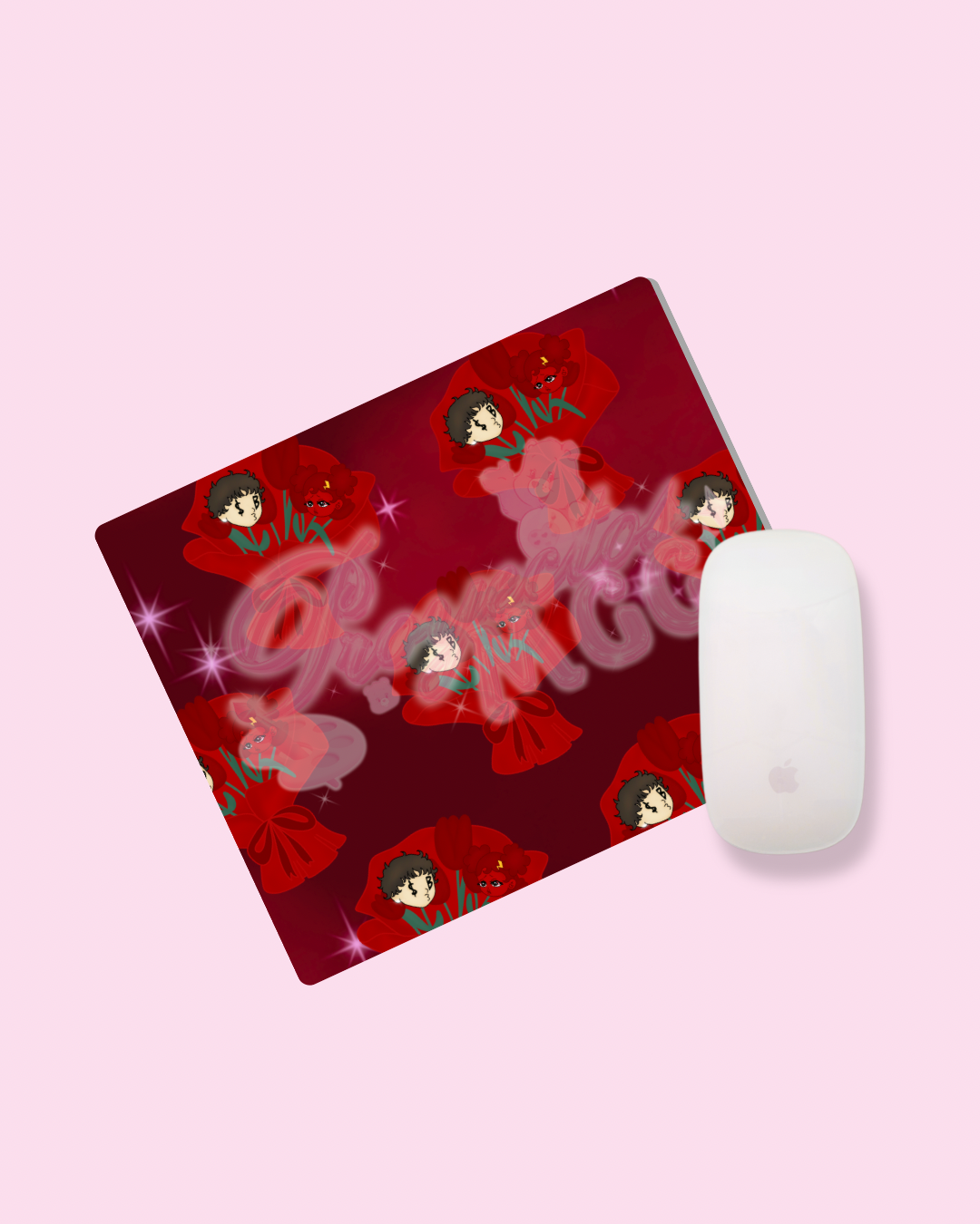 Red SadBoy & SadGirl Ramo Mouse Pad