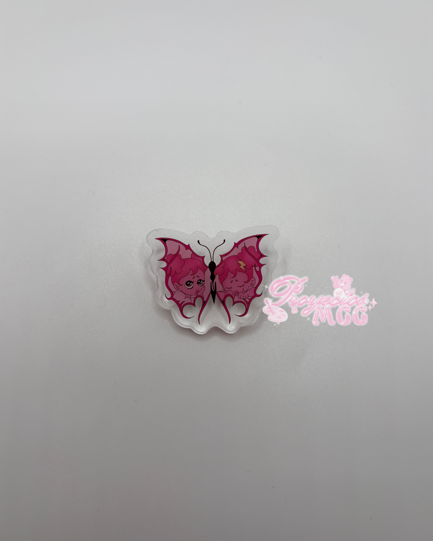 Pink SadGirl Butterfly Acrylic Pin