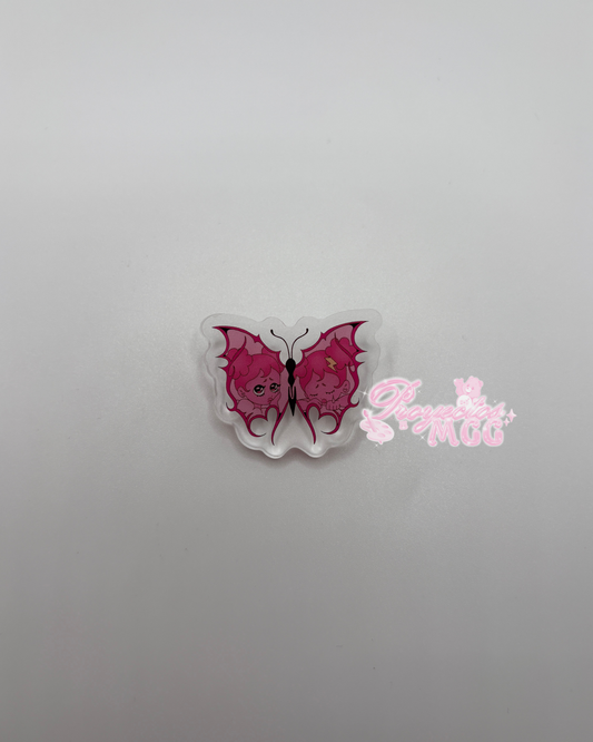 Pink SadGirl Butterfly Acrylic Pin