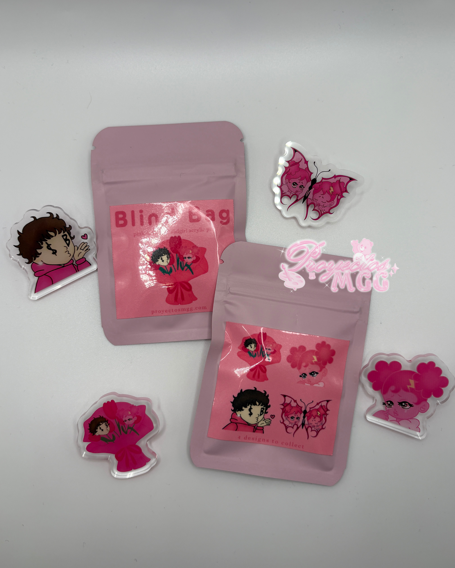 Pink SadBoy & SadGirl Acrylic Pin Blind Bag