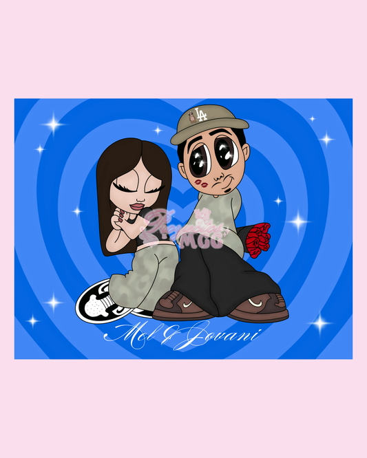 Cartoon Couple Art Print 8.5 x 11 in.