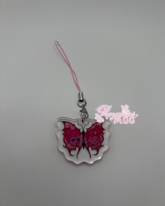 Pink SadGirl Butterfly Acrylic Phone Charm