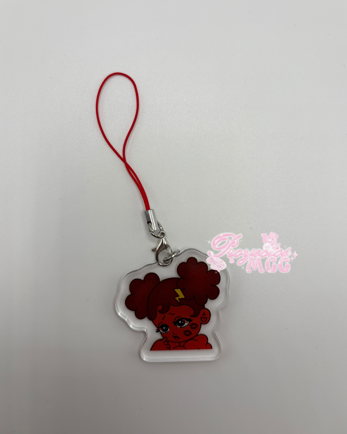 Red SadGirl Kiss Peeker Acrylic Phone Charm